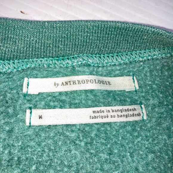 Anthropologie New York 1997  Oversized Crew Neck Sweatshirt Green Pink Sz M - Picture 9 of 9